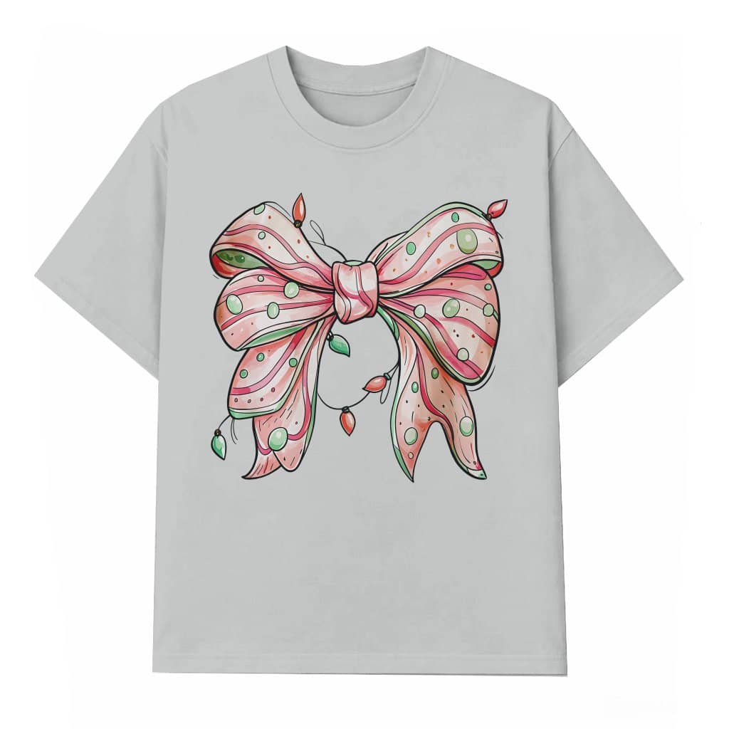 Cute Christmas Tree Cake Bow T-shirt – Christmas Gift for Her