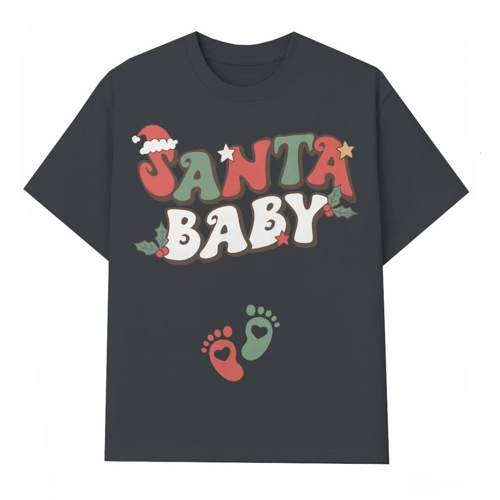 Funny Santa Baby T-shirt – Christmas Pregnancy Announcement Gift