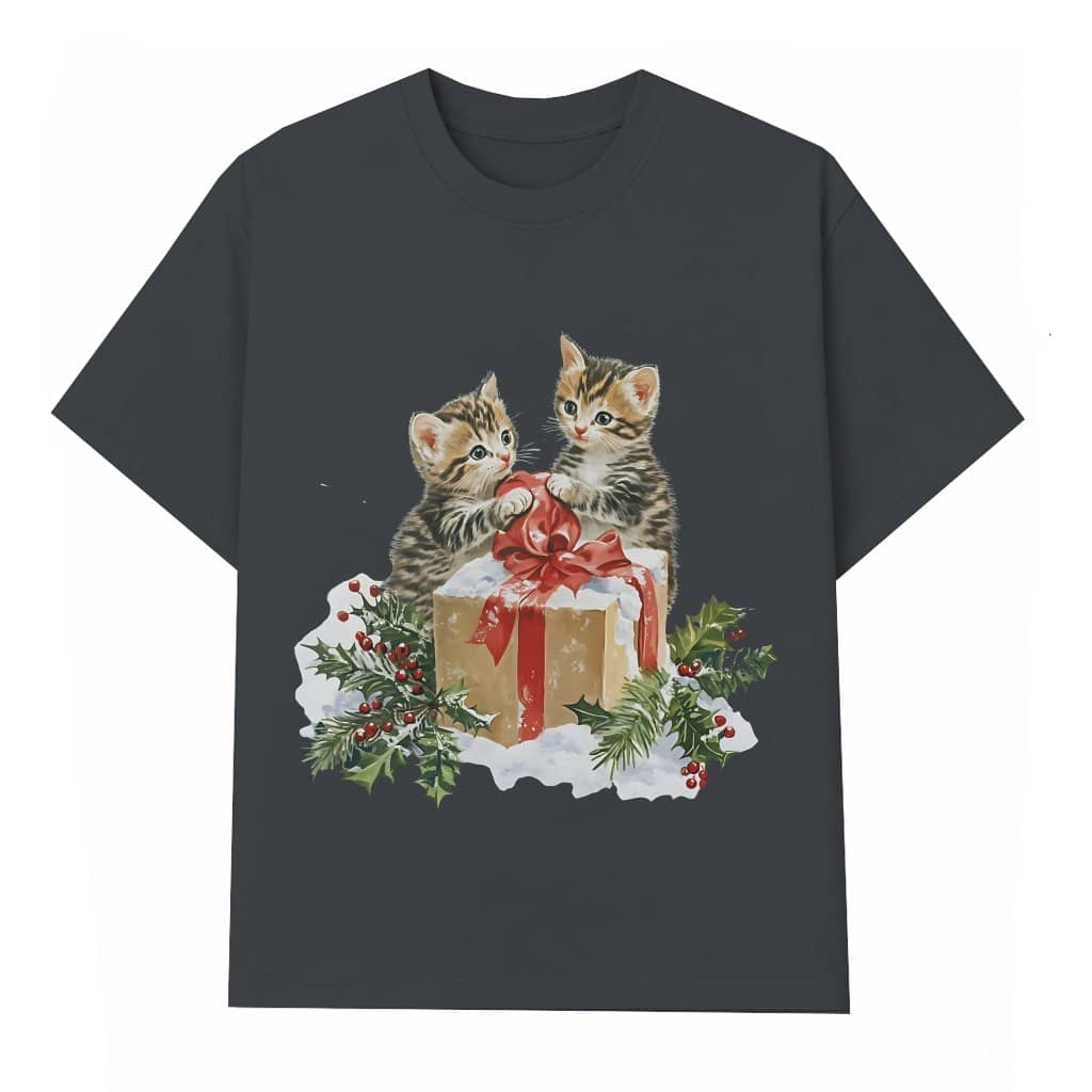Vintage Christmas Kittens T-shirt – Christmas Gift for Cat Lover Cute