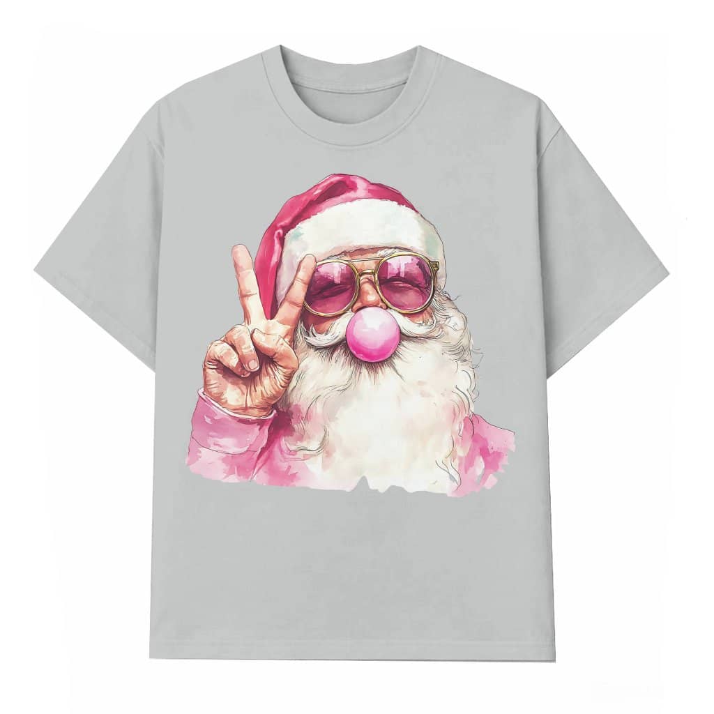 Pink Bubble Gum Santa T-shirt – Christmas Gift Funny Retro