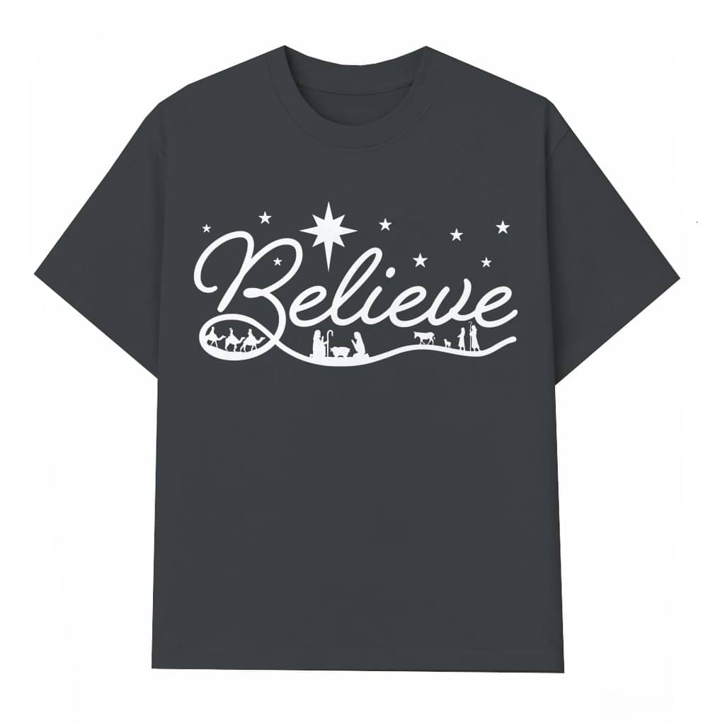 Believe Nativity T-shirt – Christmas Gift for Christian Family