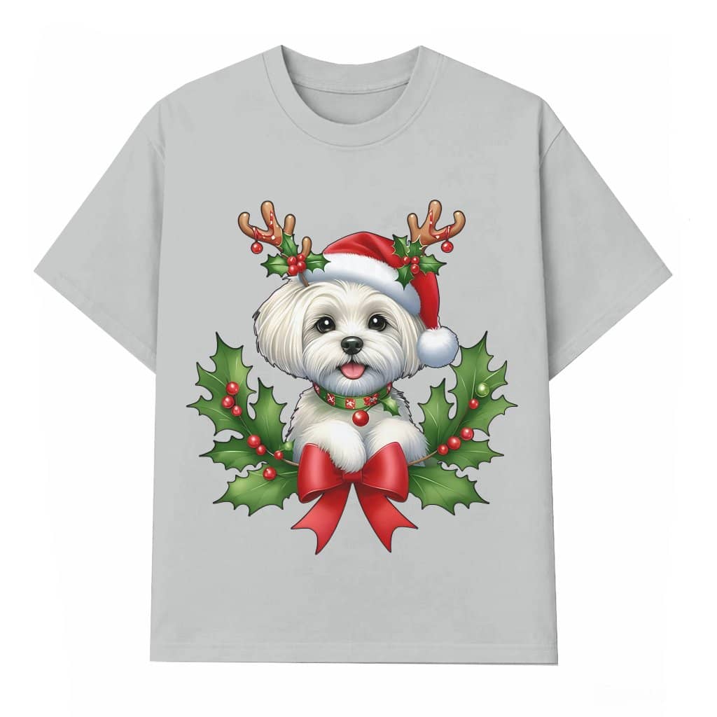 Cute Maltese Dog T-shirt – Christmas Gift for Maltese Dog Lover Festive
