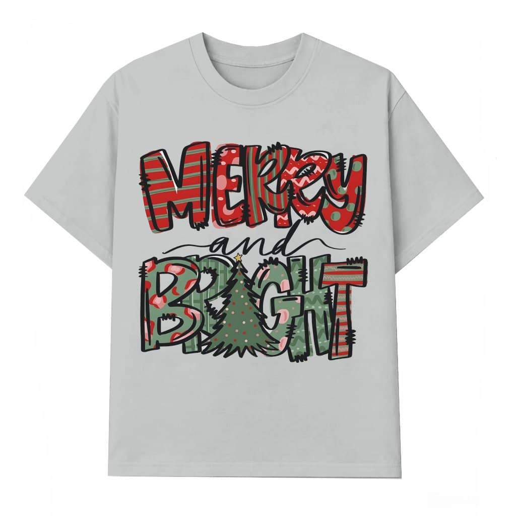Merry and Bright T-shirt – Family Christmas Gift for Women