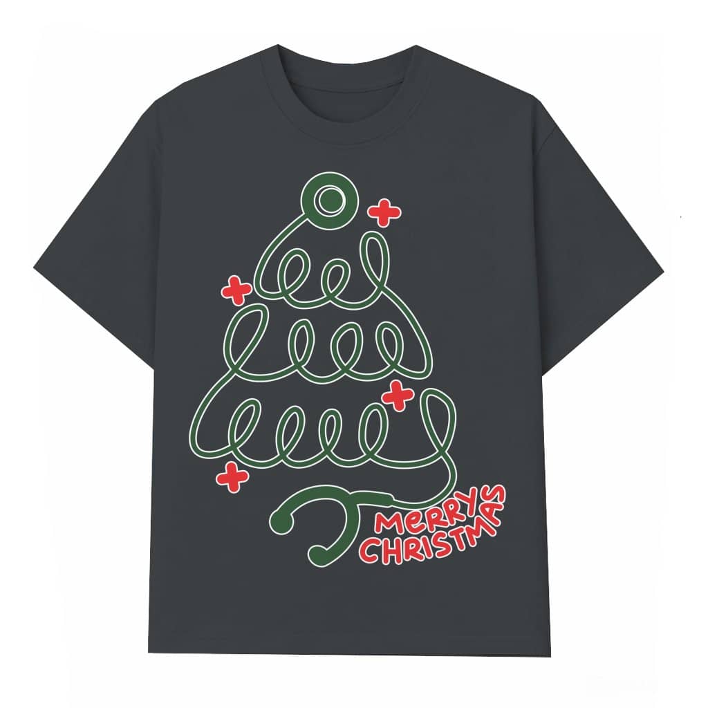 Merry Christmas Stethoscope T-shirt – Christmas Gift for Nurse Funny
