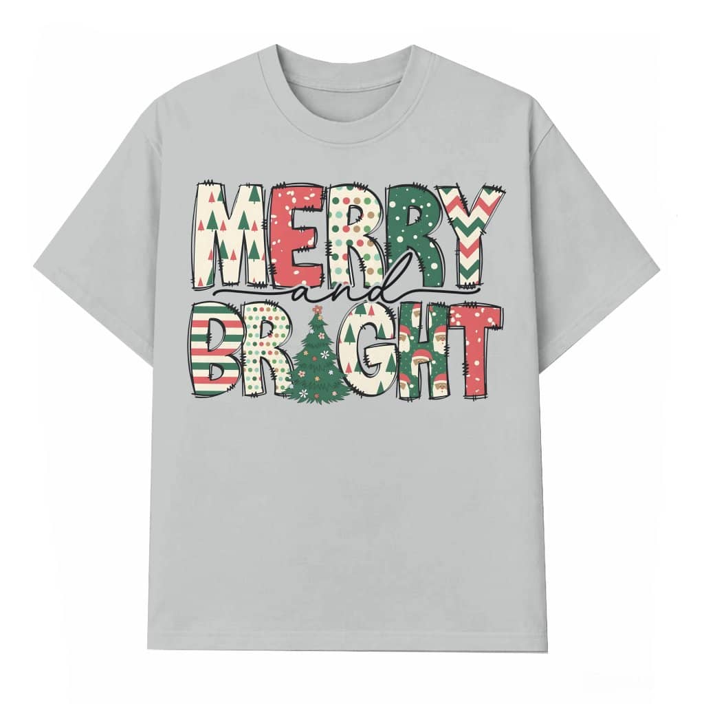 Merry and Bright T-shirt – Festive Christmas Gift for Women