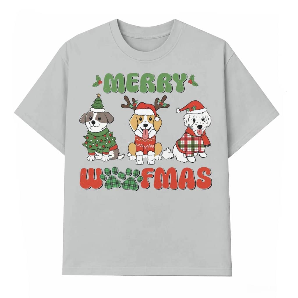 Merry Woofmas T-shirt – Christmas Dog Gift for Pet Lovers Adorable