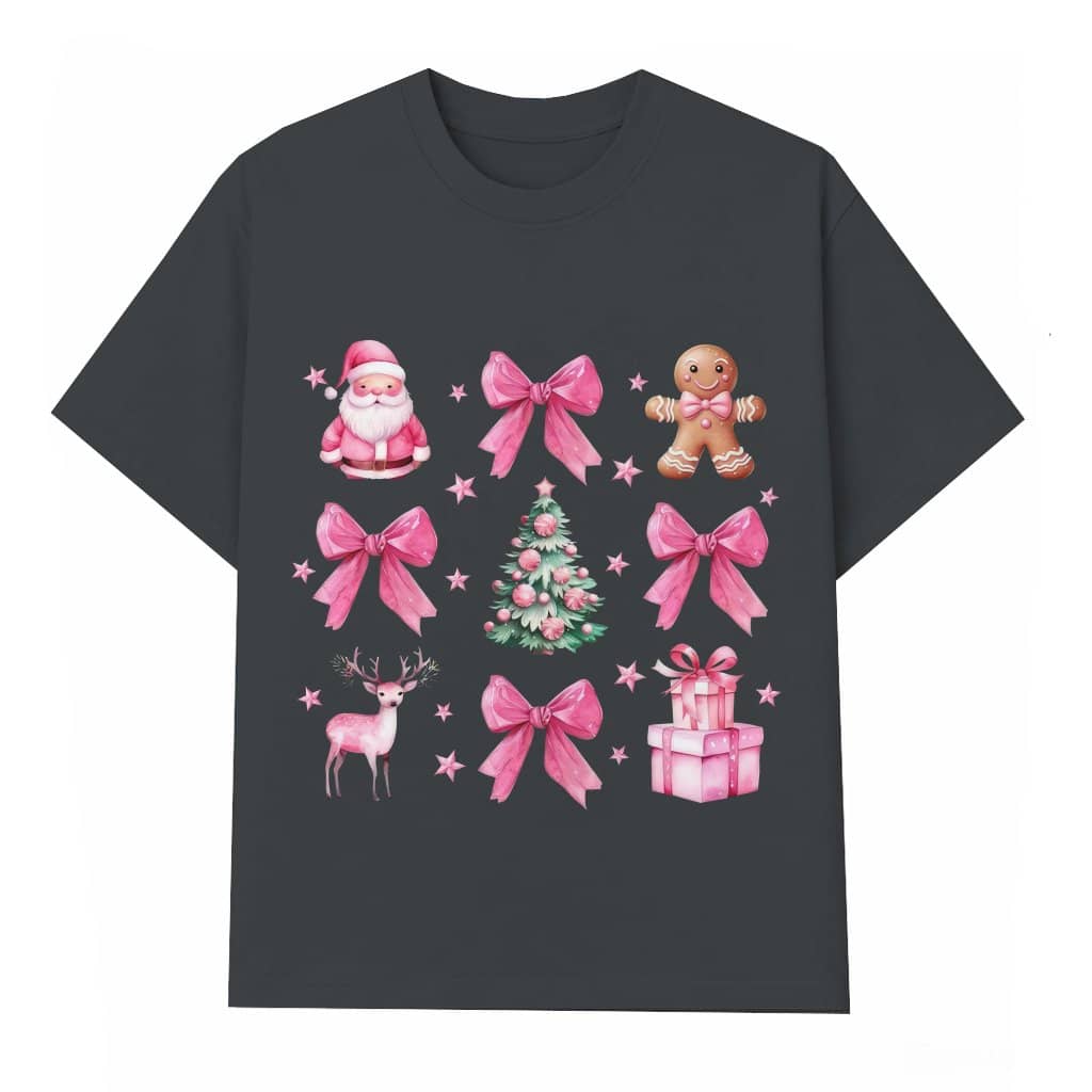 Coquette Pink Bow T-shirt – Christmas Gift for Her Girly Style