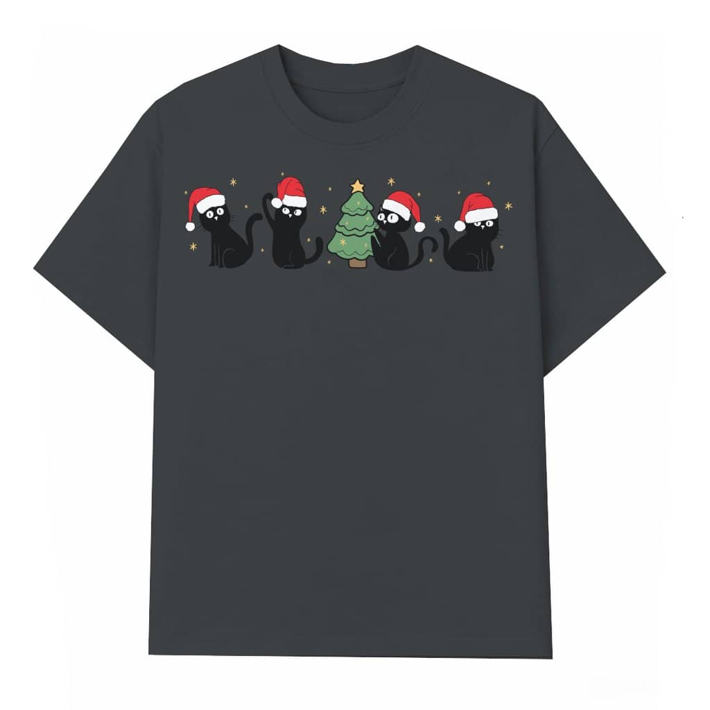 Cute Black Cat T-shirt – Christmas Gift for Cat Lover Women