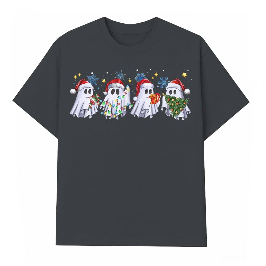 Cute Christmas Ghost T-shirt – Christmas Gift Santa Hat
