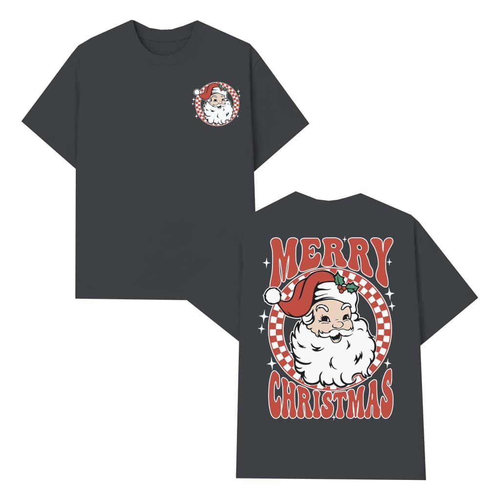 Retro Santa Checkered T-shirt – Christmas Gift Vintage