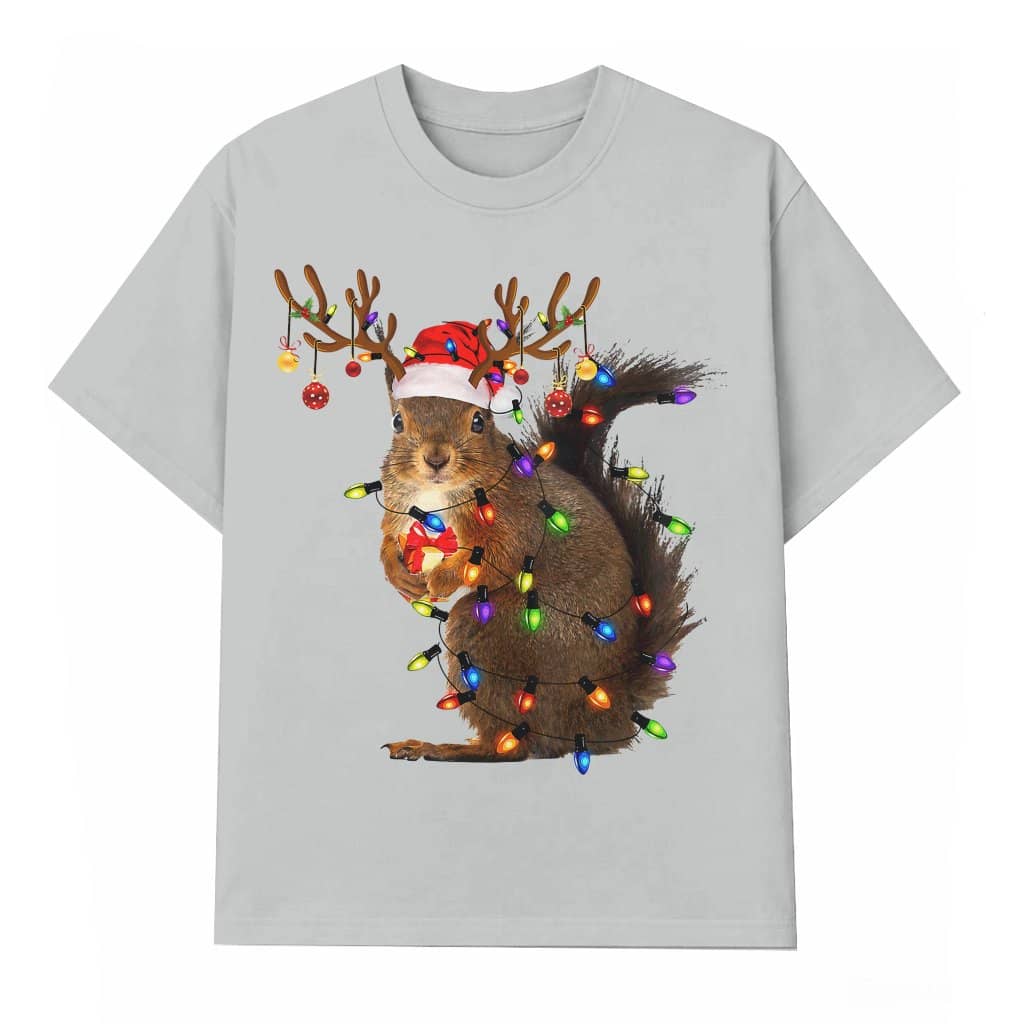 Squirrel Lights T-shirt – Funny Christmas Gift Cute