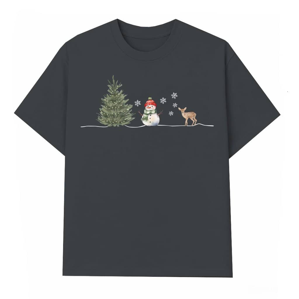 Cute Snowman Wash Tee – Christmas Gift for Men Women