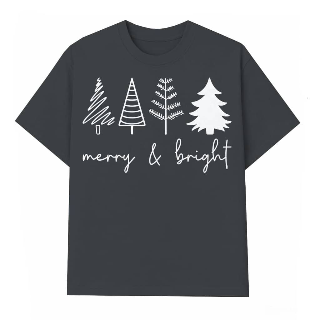 Merry Bright Christmas Trees T-shirt – Christmas Holiday Gift for Women Cute