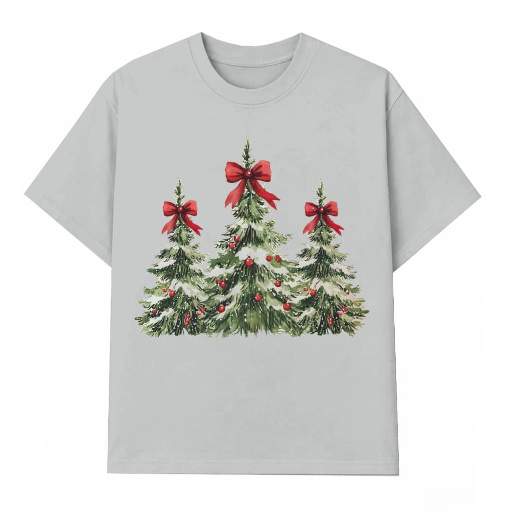 Coquette Christmas Tree Bow T-shirt – Christmas Gift for Her