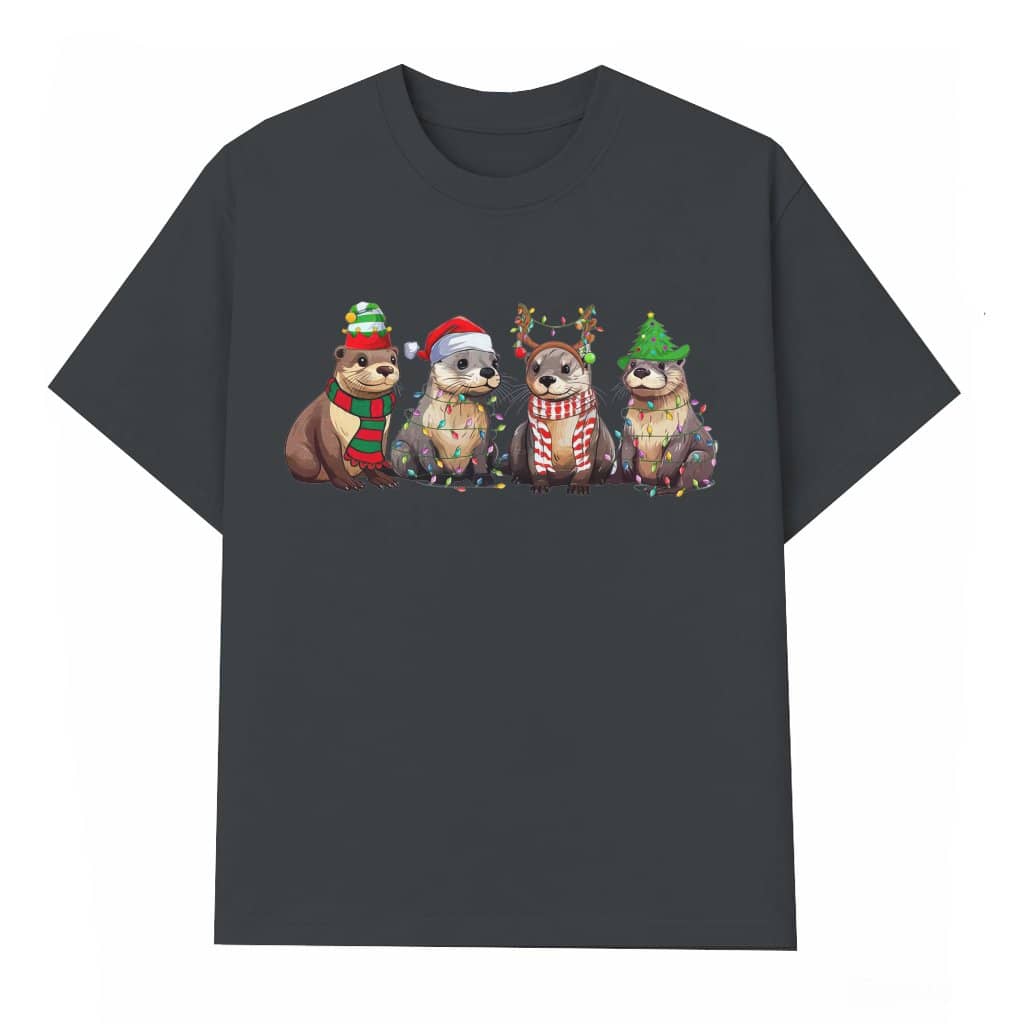 Cute Otters Christmas Lights T-shirt – Christmas Gift for Sea Animal Lover Funny
