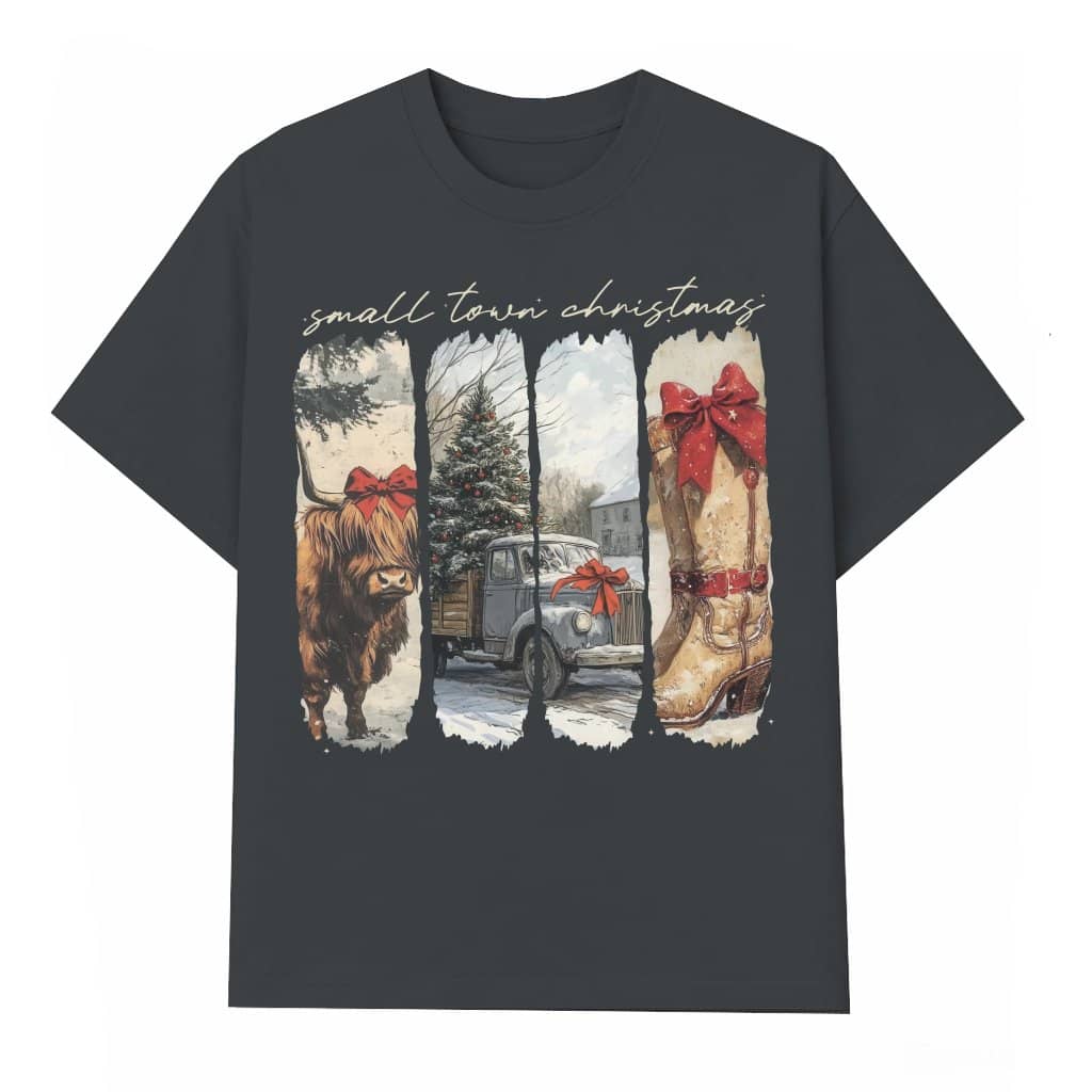 Highland Cow T-shirt – Christmas Gift for Cowgirl Vintage Western
