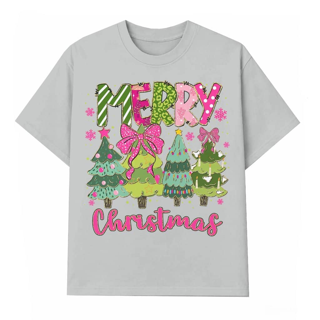 Glitter Merry Christmas T-shirt – Christmas Gift Retro Colorful