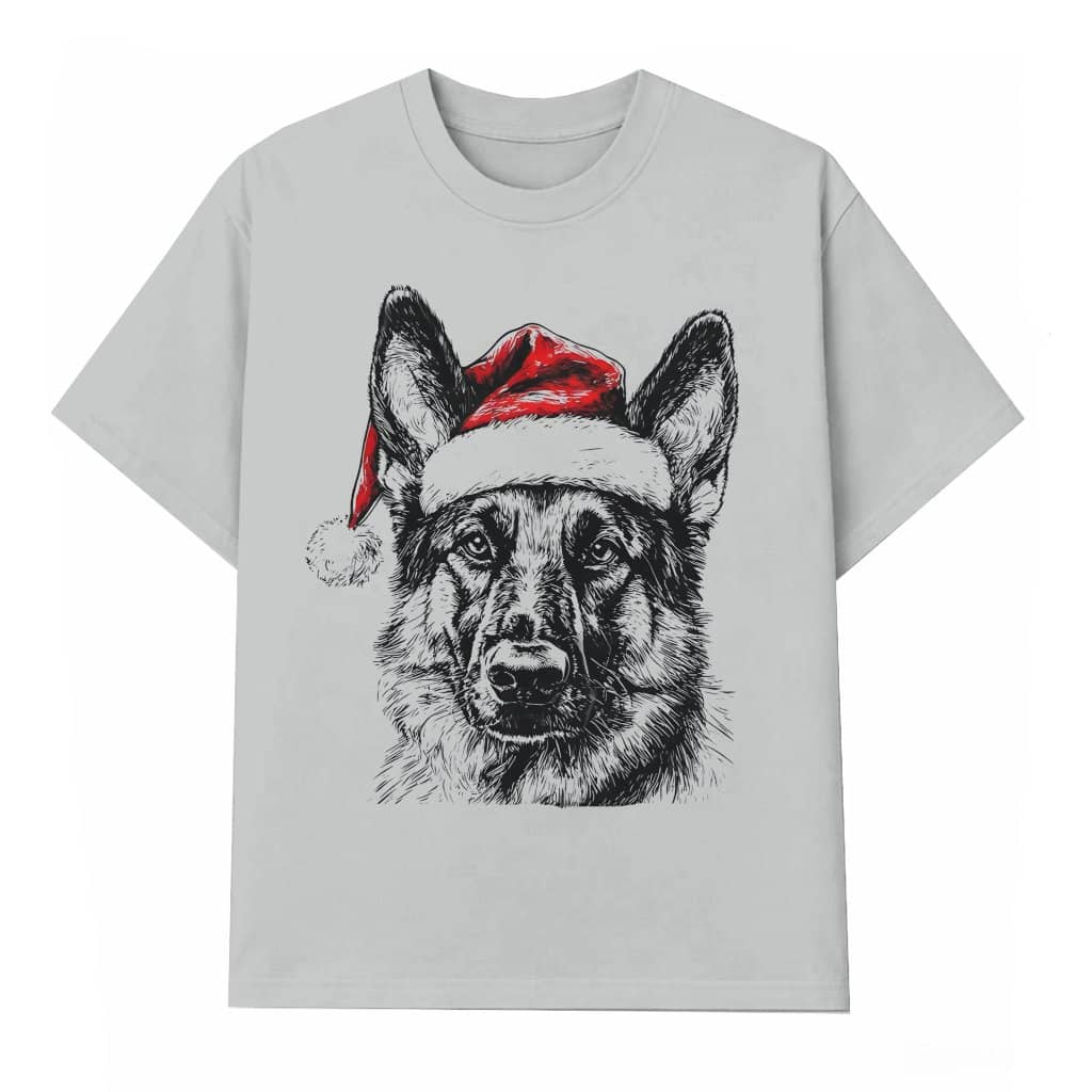 German Shepherd Santa T-shirt – Christmas Gift for Dog Lover Women