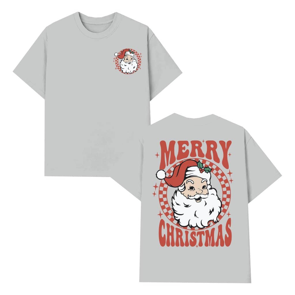 Retro Santa Checkered T-shirt – Merry Christmas Gift Vintage