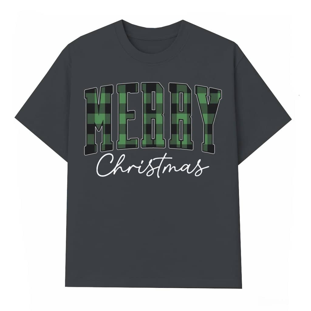 Merry Christmas Buffalo Plaid T-shirt – Christmas Gift Retro Vintage