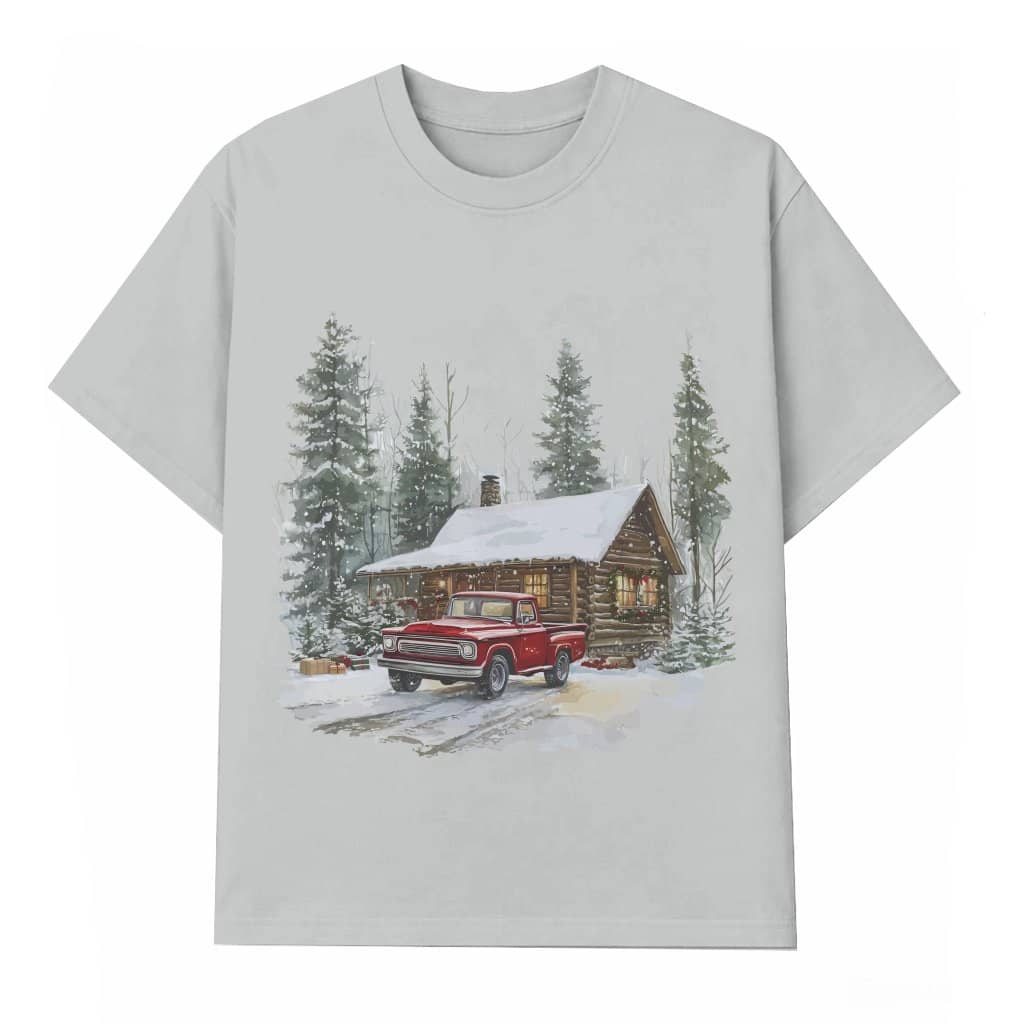 Red Pickup Truck T-shirt Christmas – Retro Vintage Winter Cabin Gift