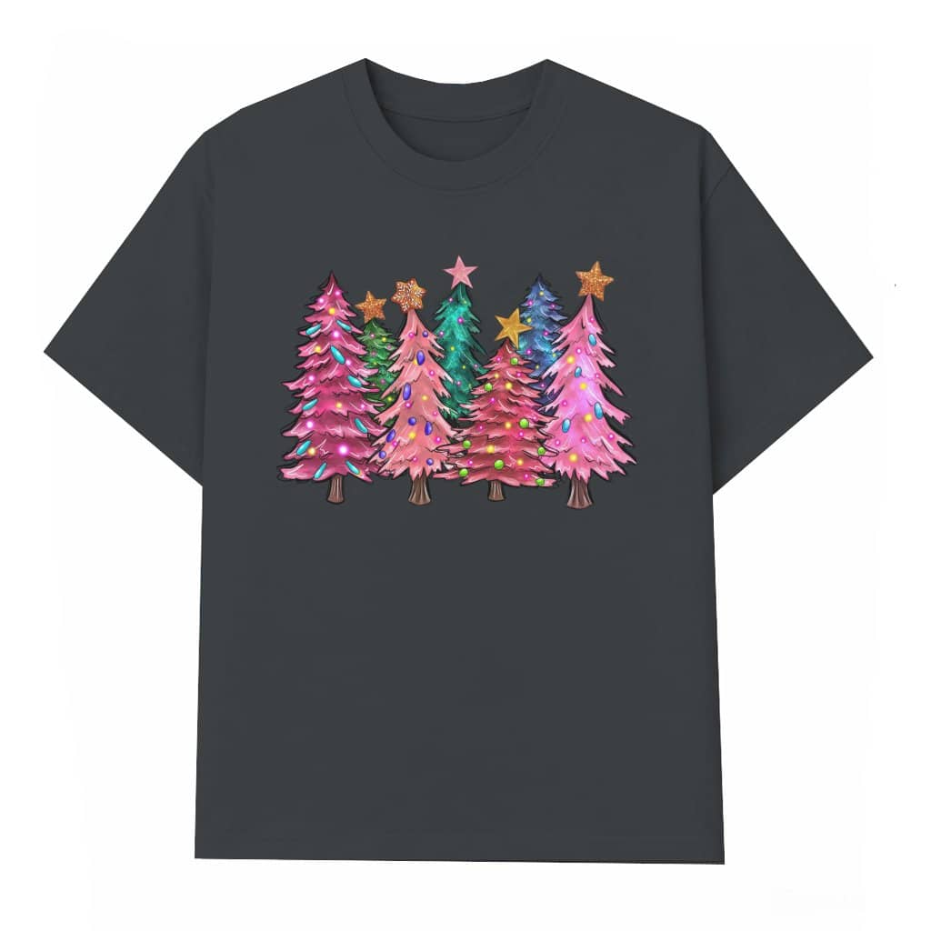 Merry Christmas Tree T-shirt – Christmas Holiday Gift for Women Pink Cute