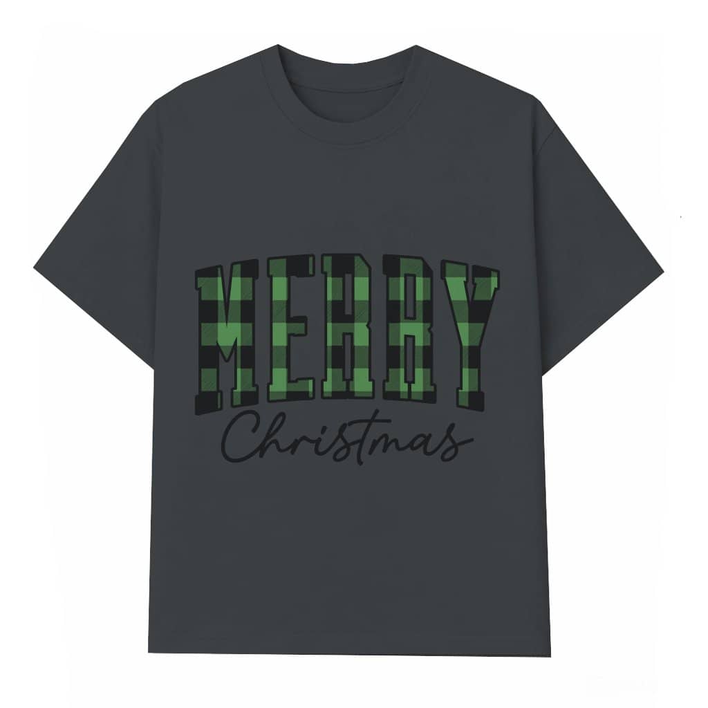 Merry Christmas Buffalo Plaid T-shirt – Christmas Gift for Family Cute