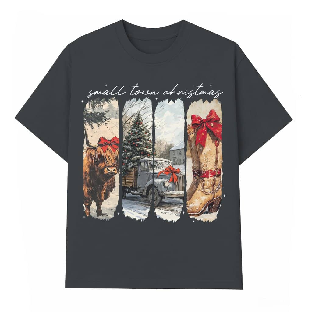 Highland Cow T-shirt – Christmas Cowgirl Gift for Women Vintage