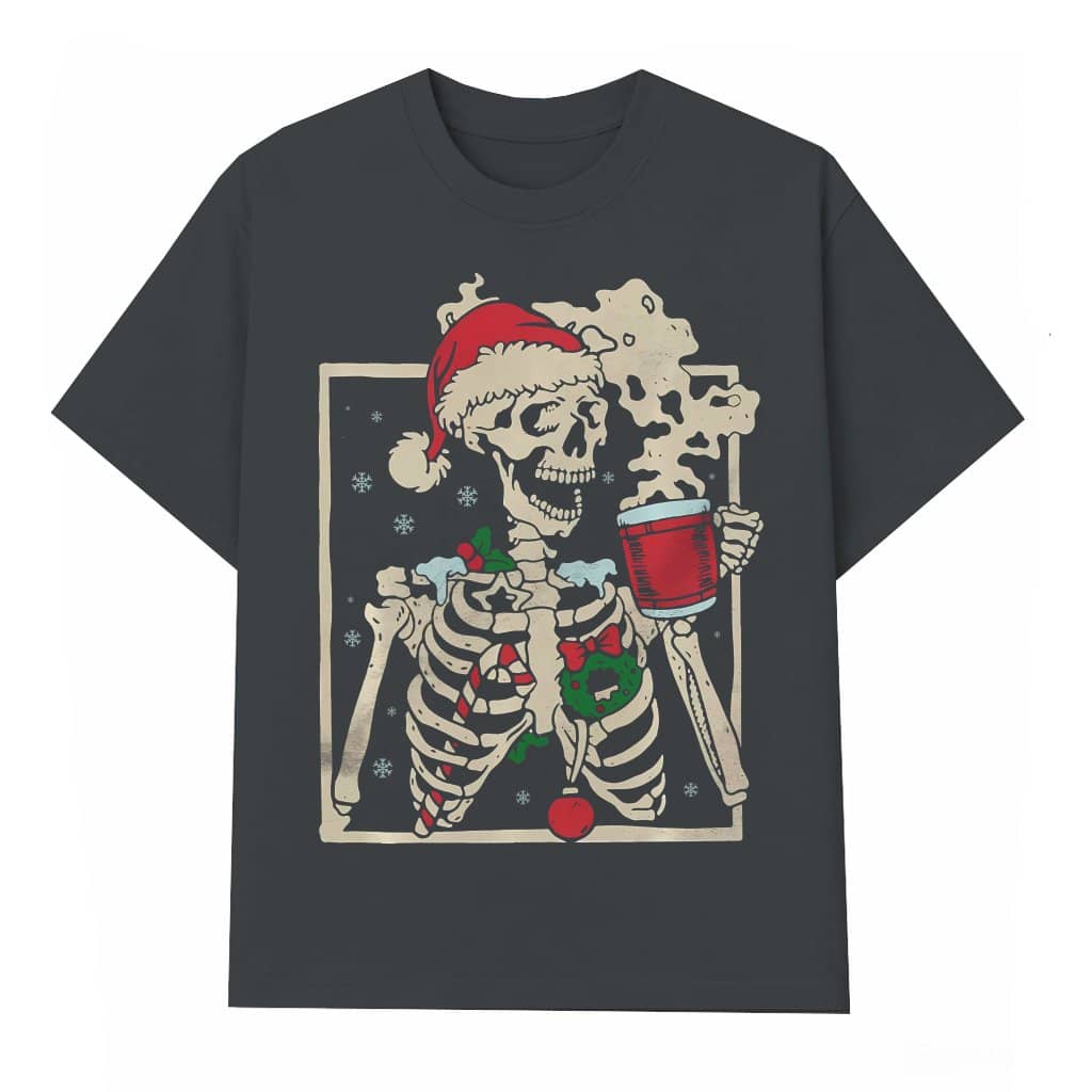 Dead Inside Skeleton T-shirt – Christmas Gift for Funny Coffee Lover