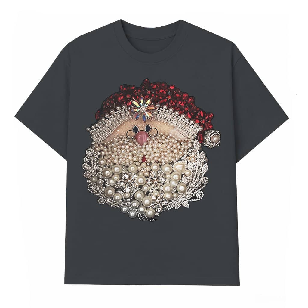 Faux Pearl Rhinestone T-shirt – Christmas Gift for Women Trendy