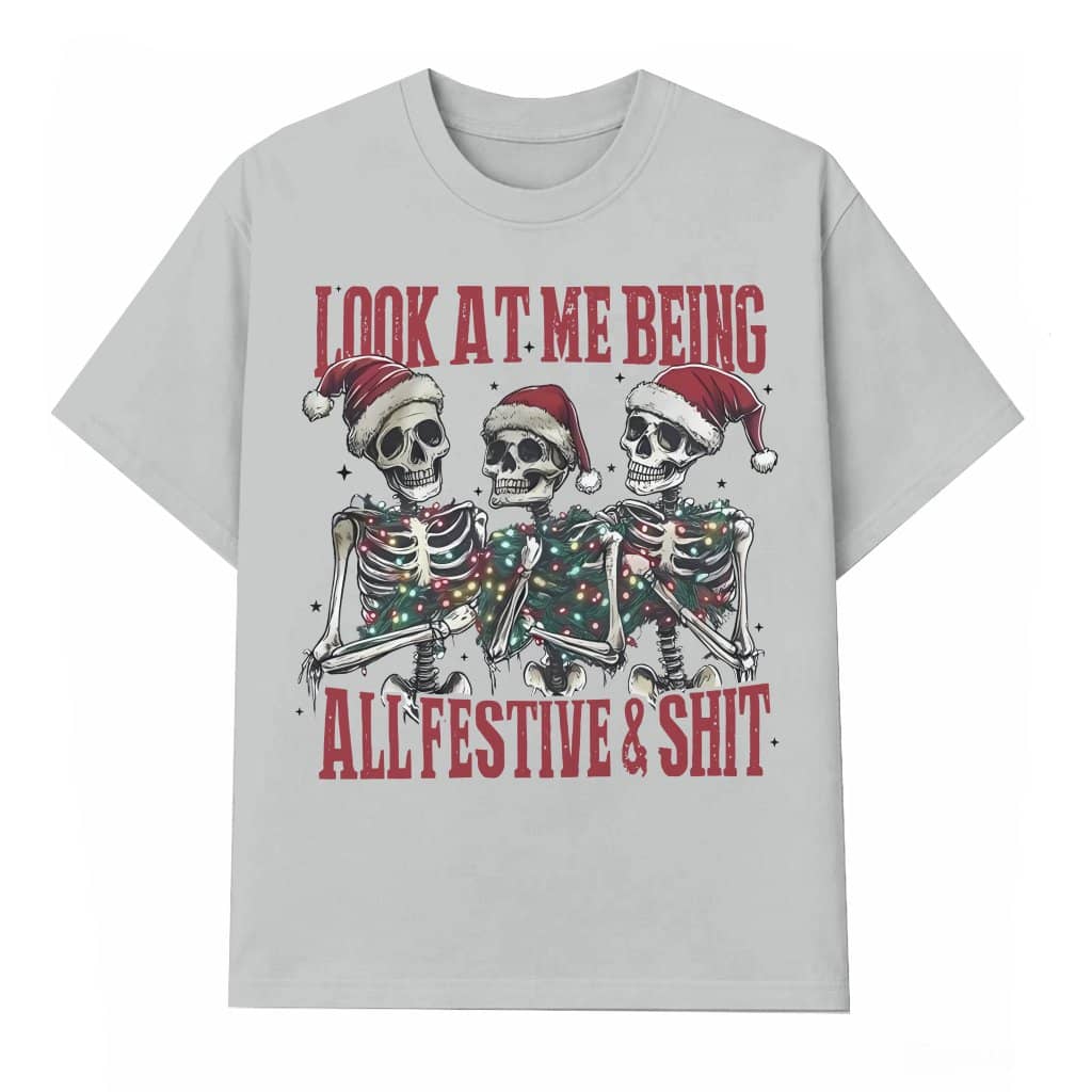 Funny Snarky Skeleton T-shirt – Christmas Gift for Women Retro