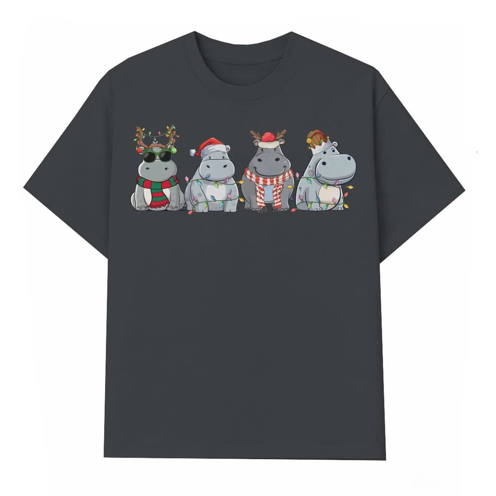 Retro Hippopotamus T-shirt – Christmas Gift for Women Funny