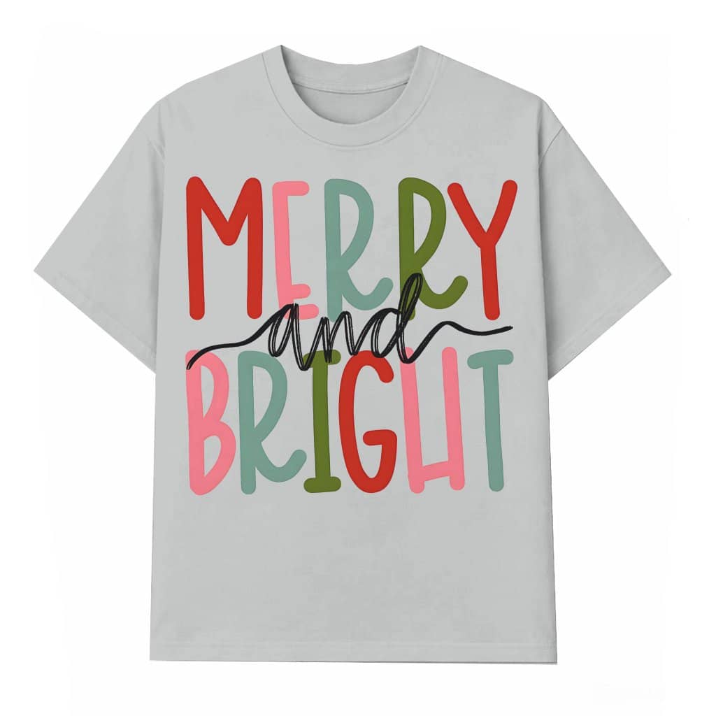 Merry Christmas T-shirt – Christmas Gift for Women Retro Bright Crewneck
