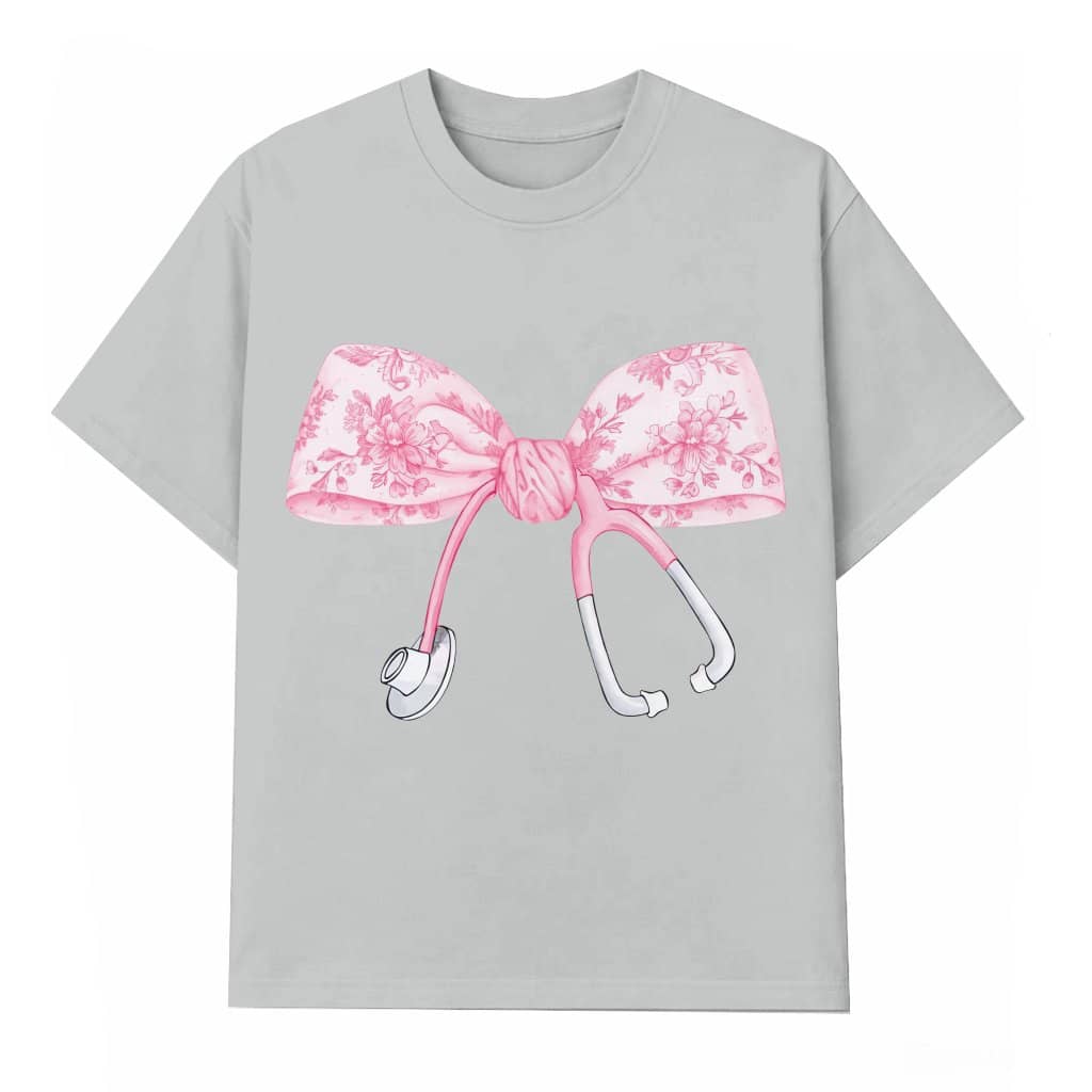 Coquette Nurse T-shirt – Gift for Nurses Pink Stethoscope Bow