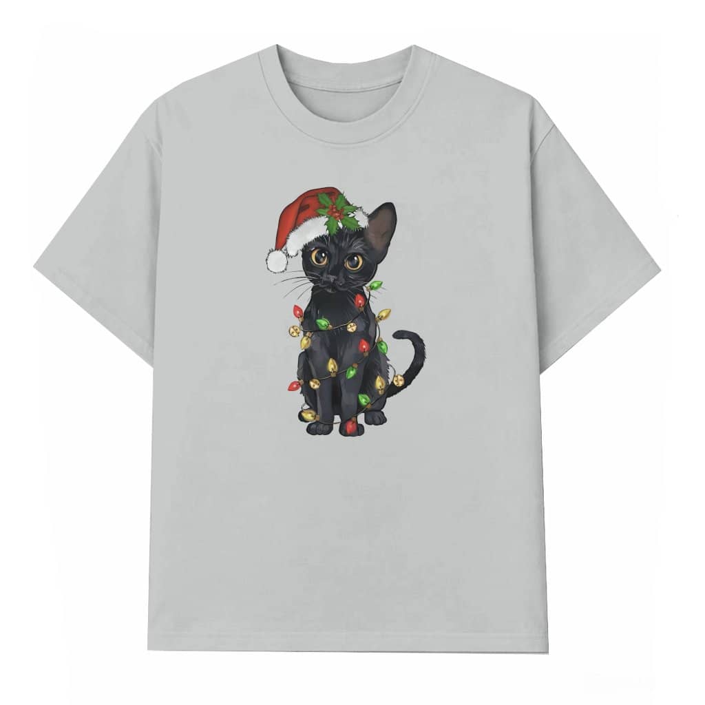Cute Black Cat T-shirt – Christmas Gift for Cat Mom