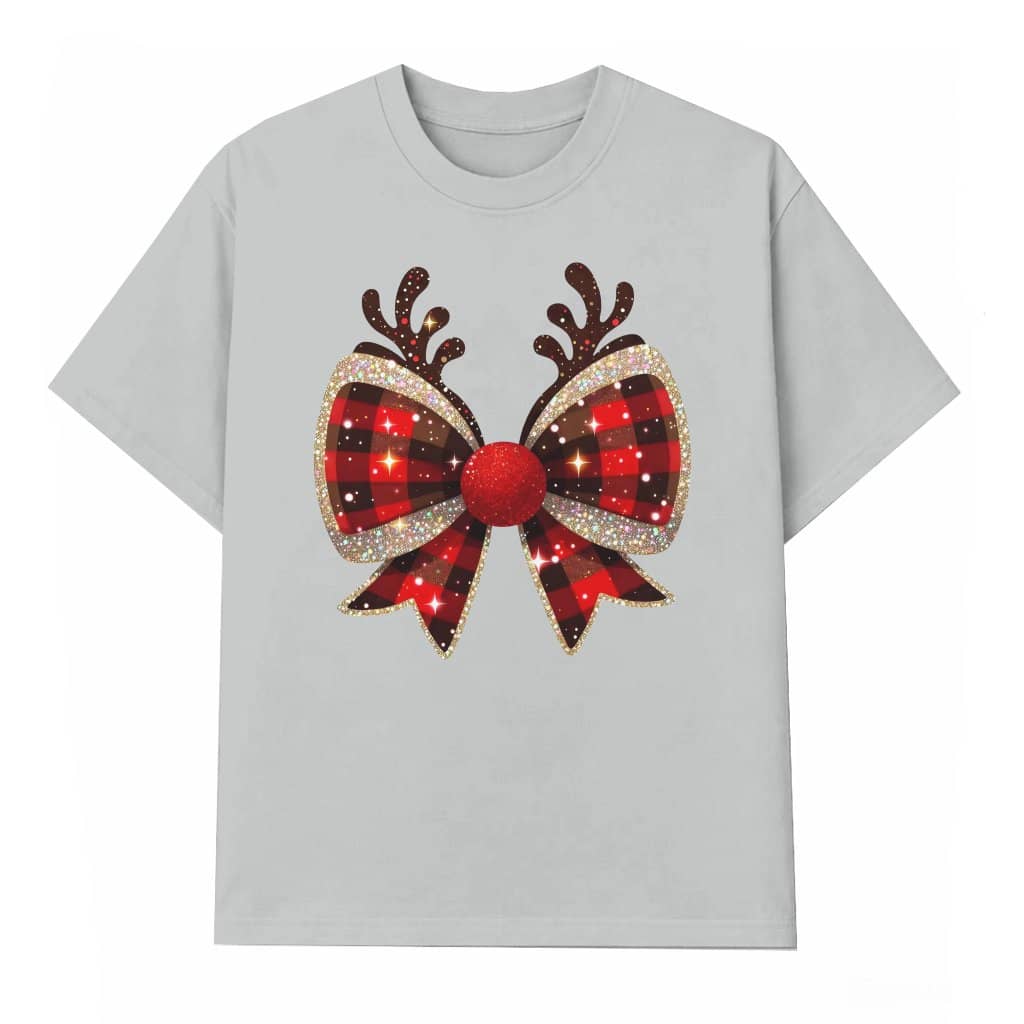 Cute Bow T-shirt – Christmas Gift for Women Festive Holiday Party