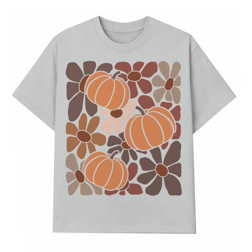 Boho Floral Pumpkin T-shirt – Thanksgiving Gift for Women Trendy Fall
