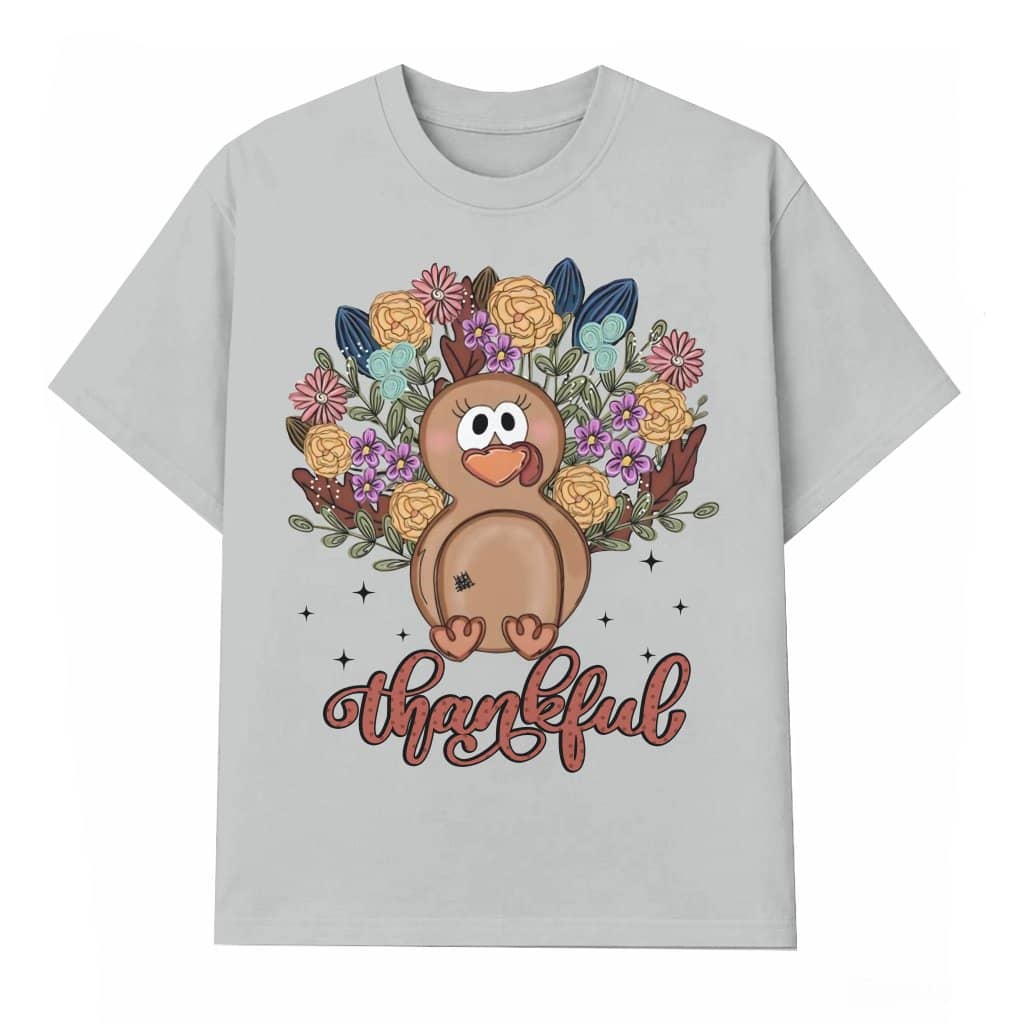 Floral Turkey T-shirt – Thanksgiving Gift Thankful Fall Pumpkin Spice