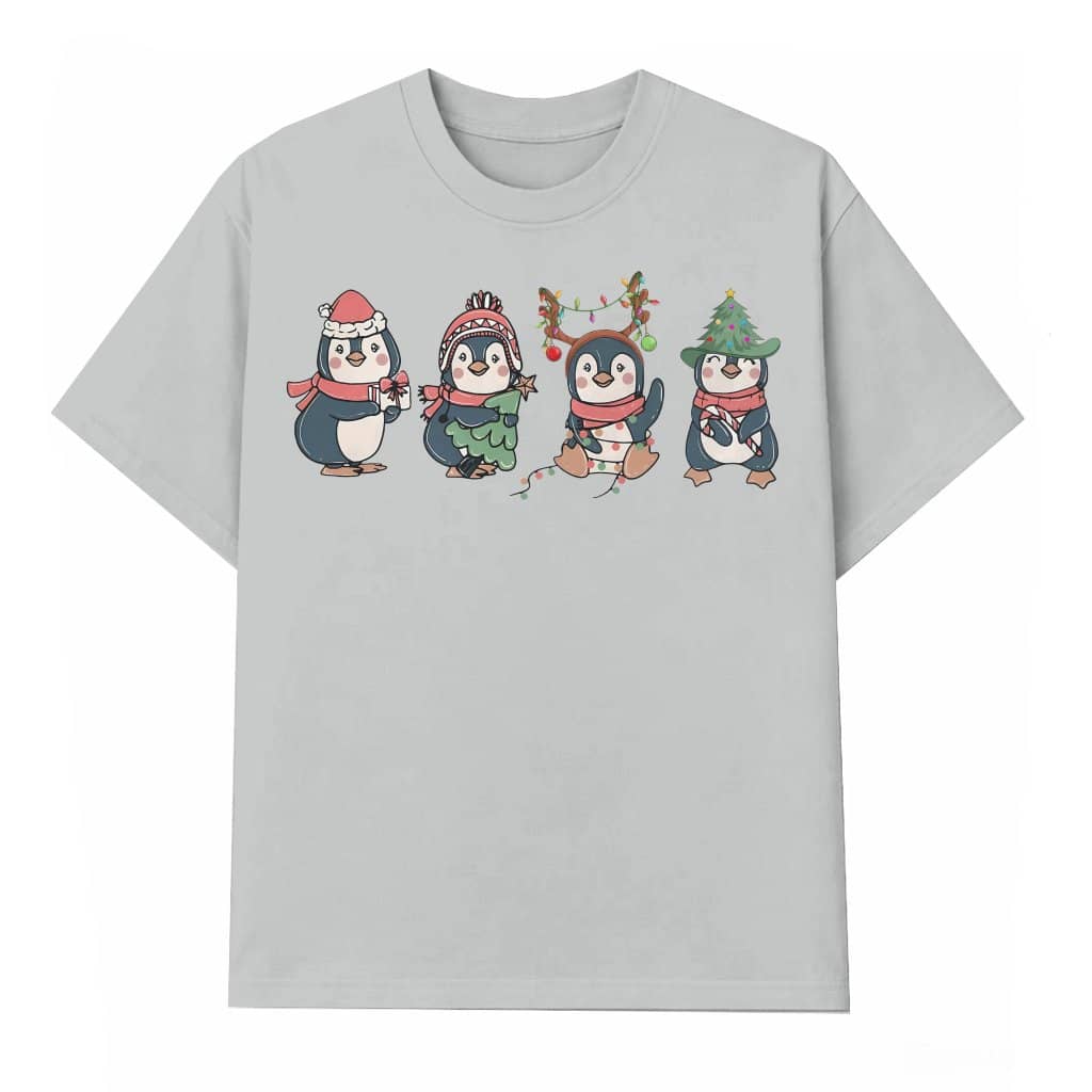 Cute Penguin T-shirt – Christmas Gift for Animal Lover Funny Xmas Lights