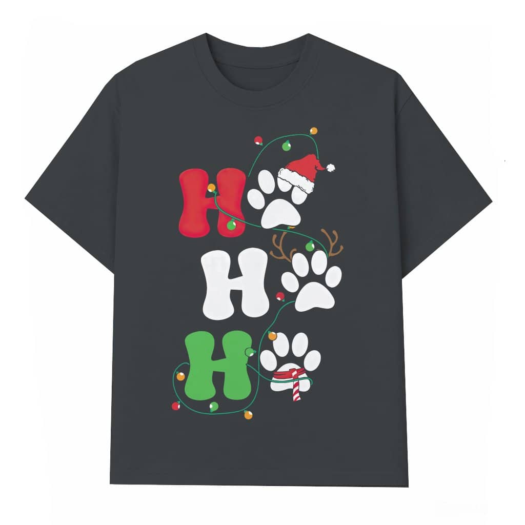 Dog Paws Ho Ho Ho T-shirt – Christmas Gift for Dog Lovers