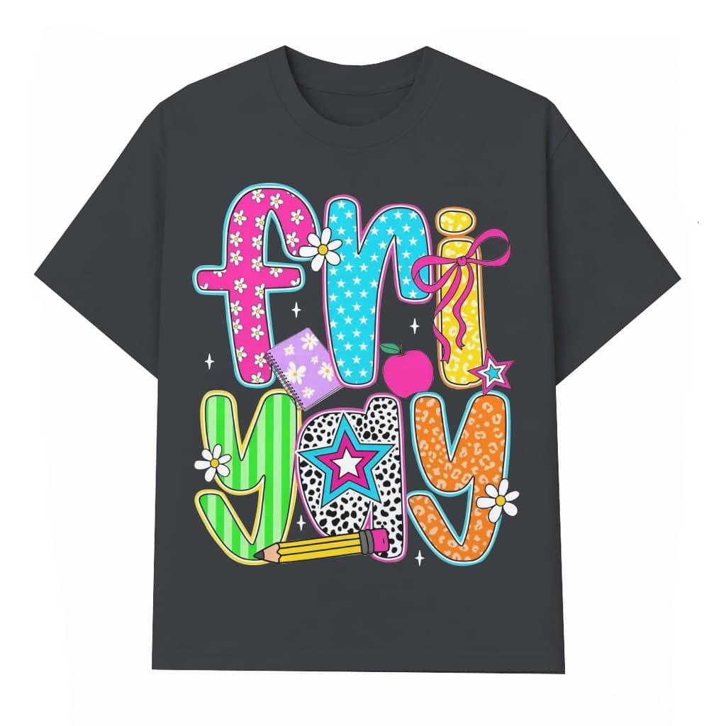 Happy Friyay T-shirt – Gift for Teacher Funny Preppy Retro