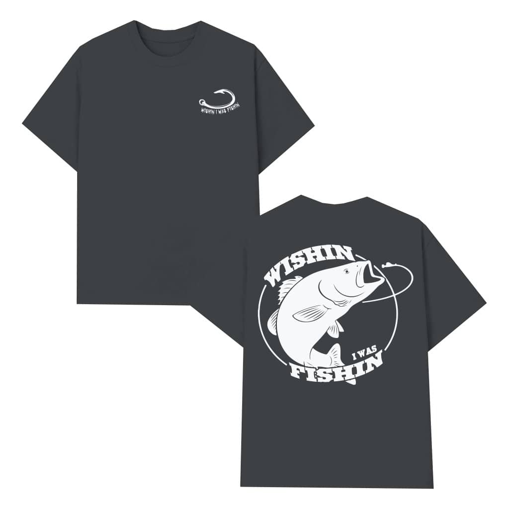 Wishin I Was Fishin Fishing T-shirt – Gift for Fisherman Funny Fish Hook Design