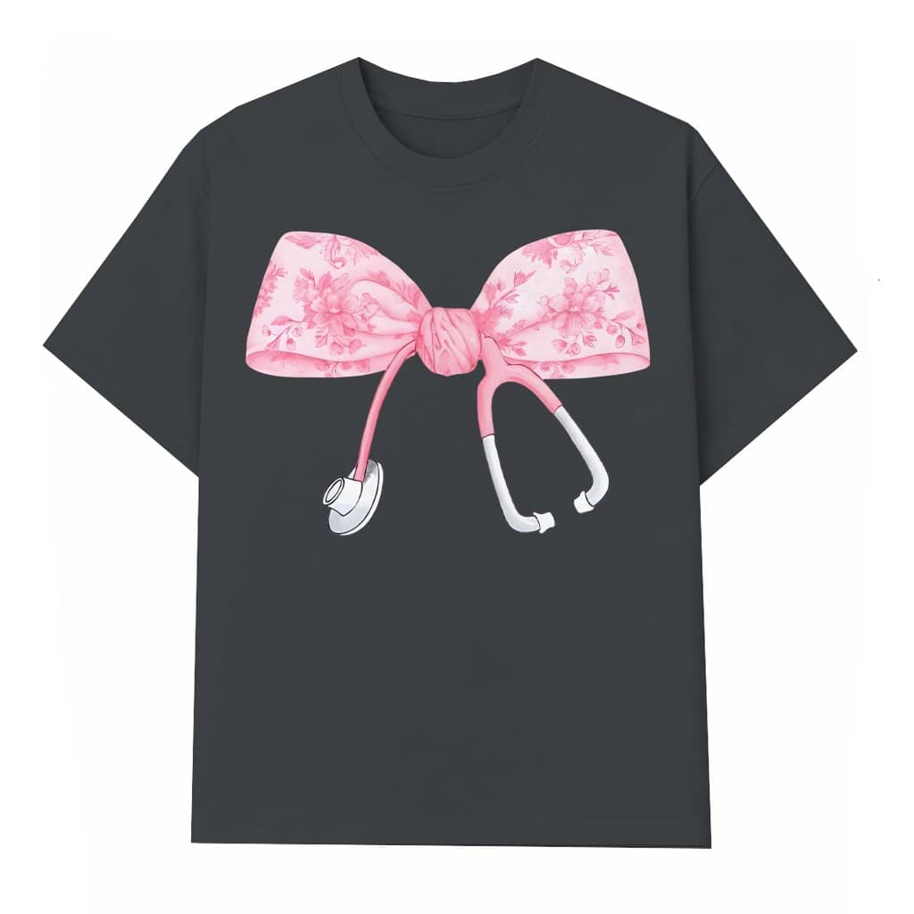 Nurse T-shirt – Gift for Nurse Pink Coquette Stethoscope Bow