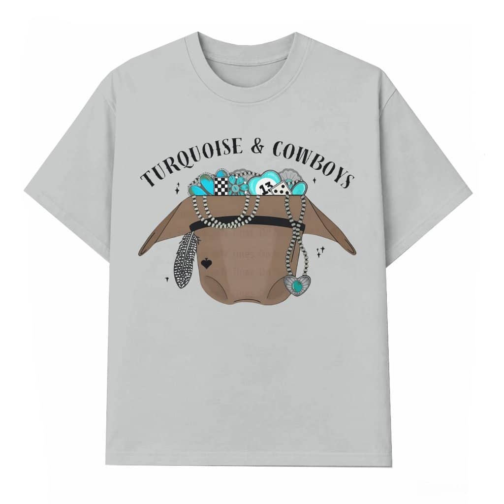 Turquoise Cowboy T-shirt – Gift for Him Western Charm