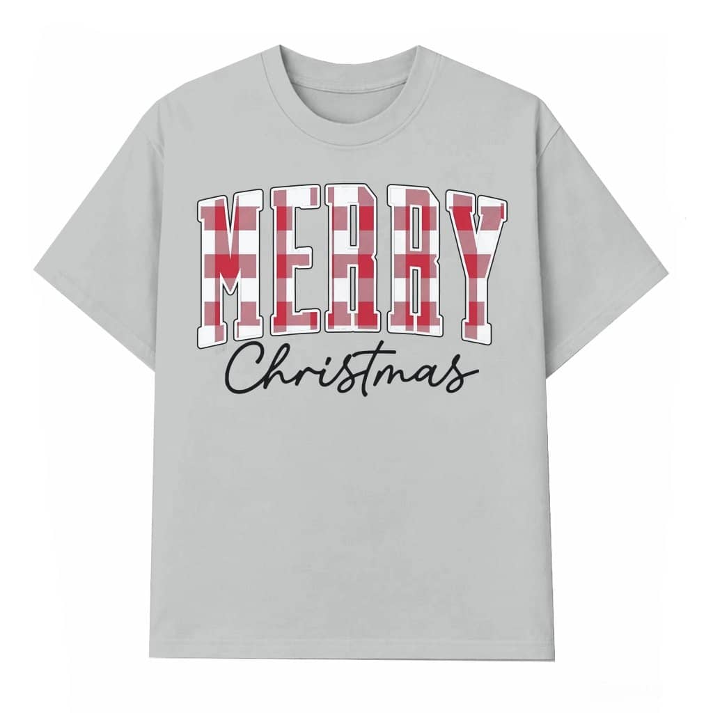 Merry Christmas Buffalo Plaid T-shirt – Christmas Holiday Gift Retro