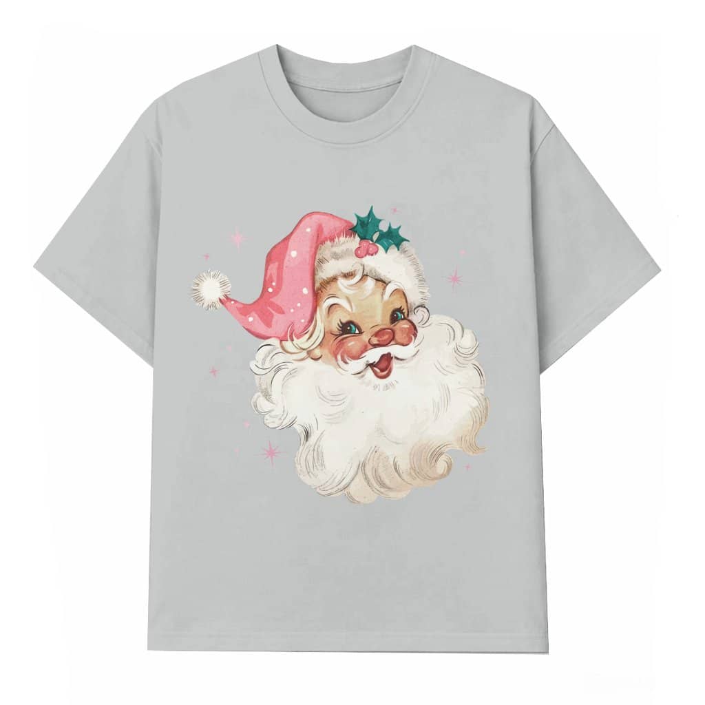 Pink Santa T-shirt – Christmas Gift Retro Vintage Crewneck