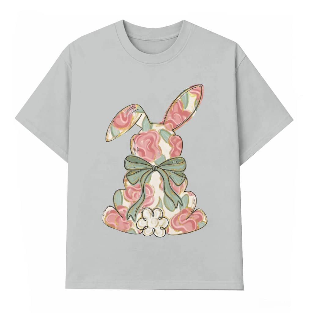 Spring Bunny Bow T-shirt – Easter Pastel Rabbit Gift for Her