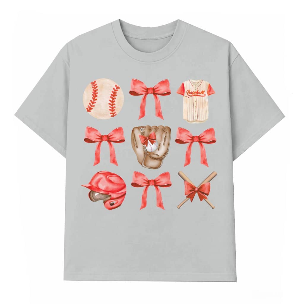 Coquette Baseball Red Bow T-shirt – Gift for Baseball Fan