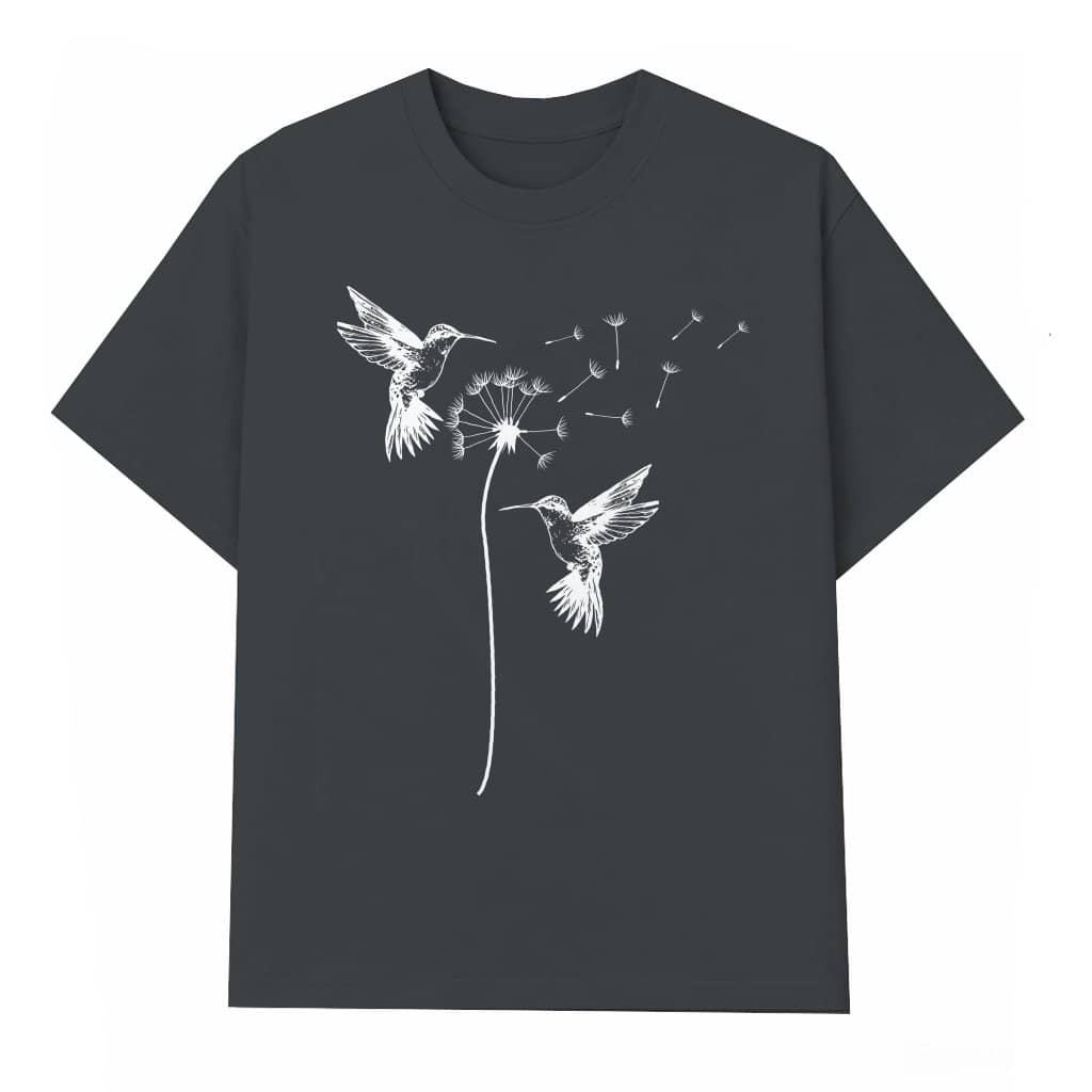 Dandelion Hummingbird T-shirt – Gift for Nature Lover Cute Bird Floral