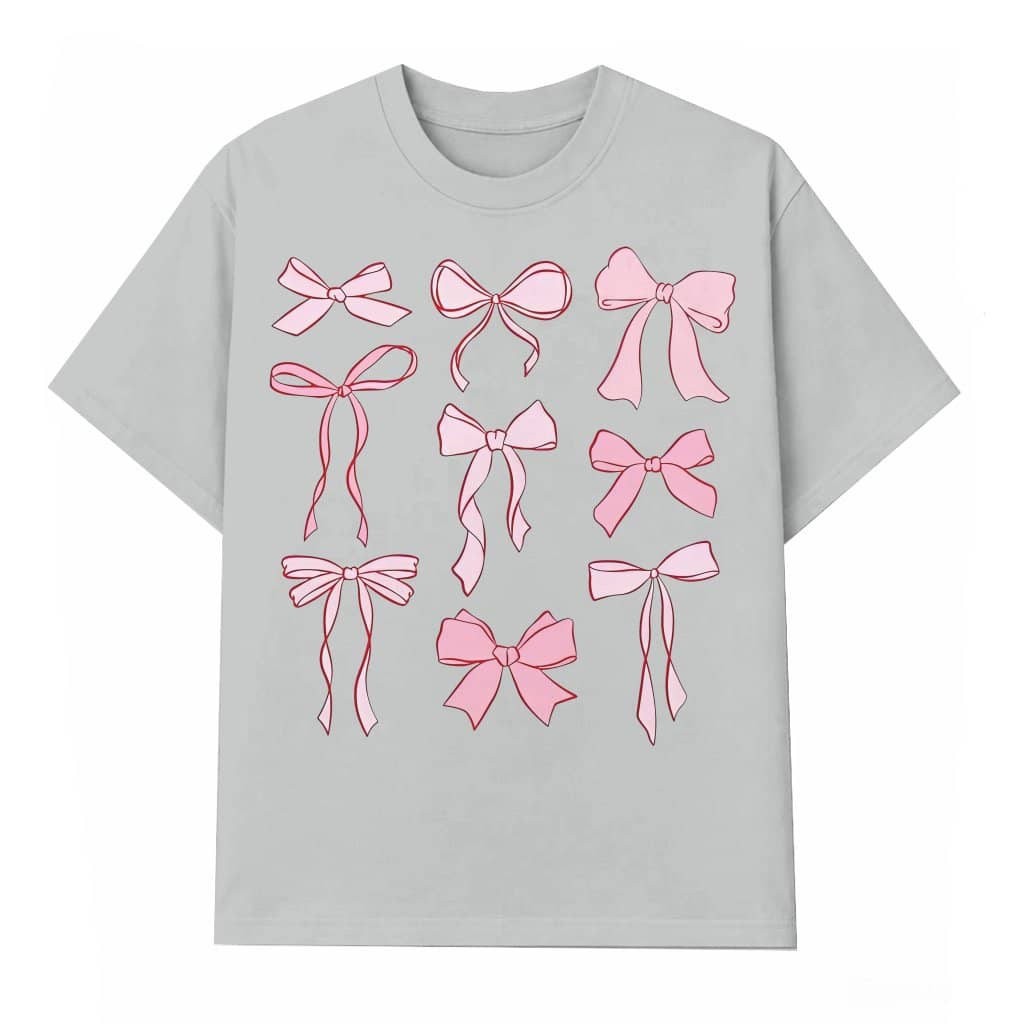 Women's Pink Bow Print T-shirt – Gift for Her Trending